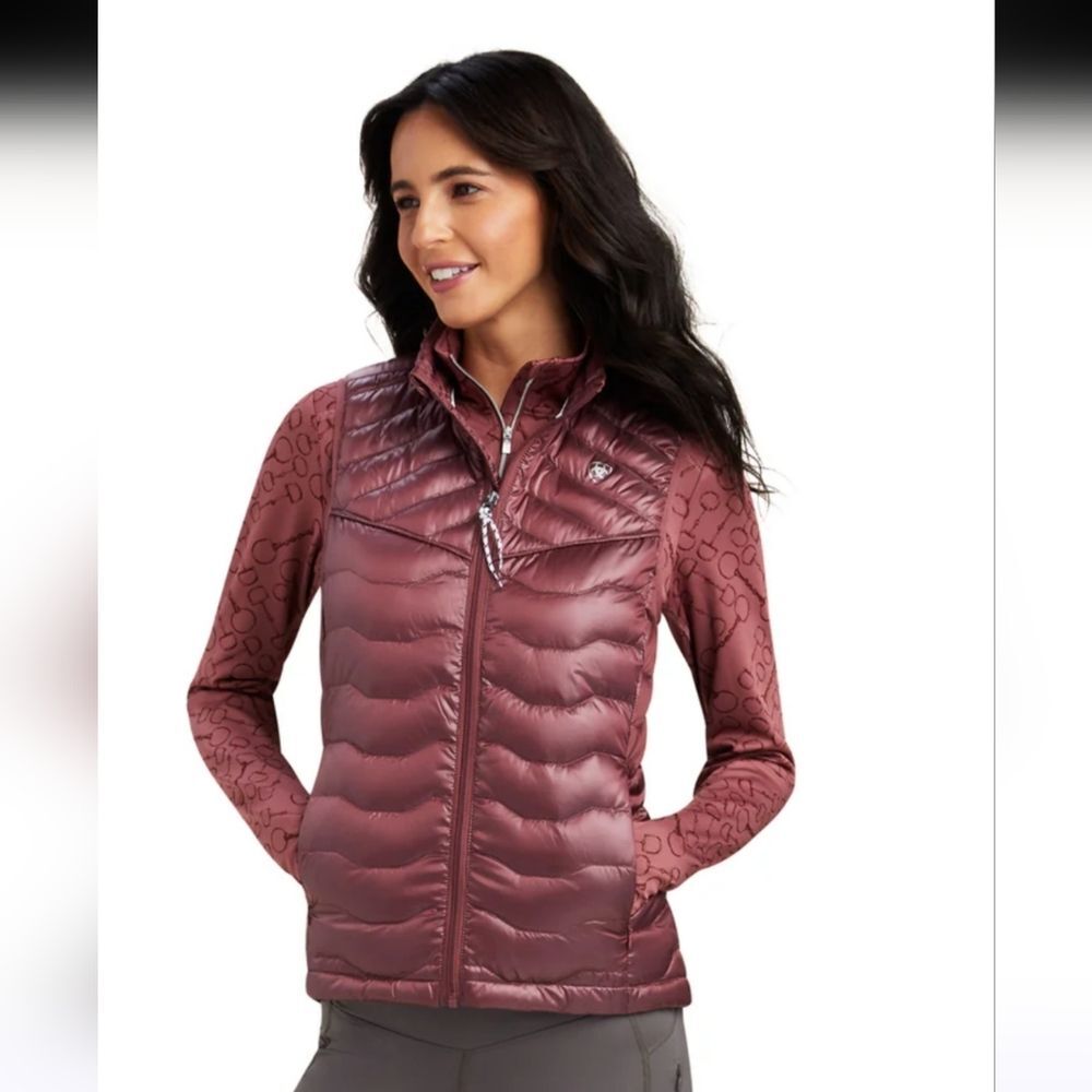 Ariat Ideal Down Filled Quilted Puffer Vest Burgundy Maroon Size M
